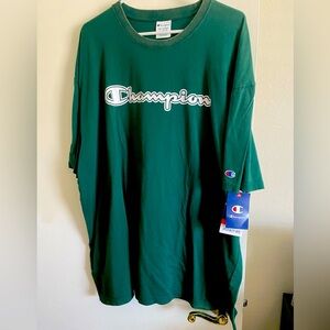 Champion,2X-Large, Green Solar Wash Tee, intentional fading around collar/sleeve